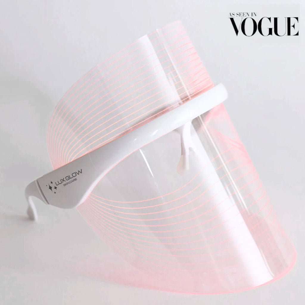LED Light Therapy Facial Mask by Lux Glow Skin Care. Favorite product used by celebrities. Reduces Fine Lines and Wrinkles, Tightens and Lifts to Reduce Sagging, Eases Epidermal Scar Damage, Accelerates Acne Diminishment, Balance Skin Tone to Improve Dark Spots, Promotes Younger, Smoother, Toned Skin, Heals Wounds and Repairs Tissue, Toxin and Impurity Reduction, and Dead Skin Cell Removal.
